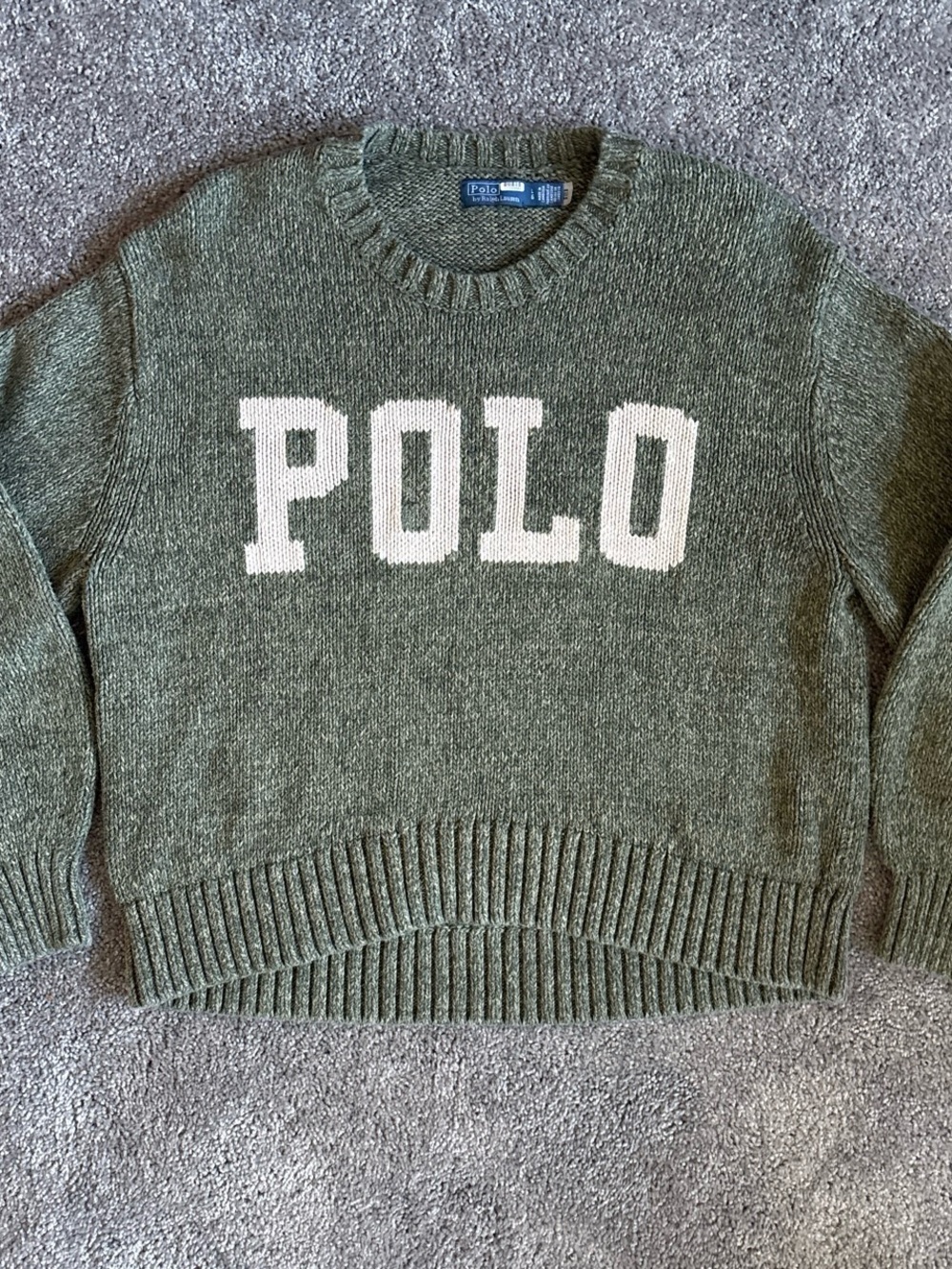 POLO Ralph Lauren Olive Green Logo Knit Sweater L